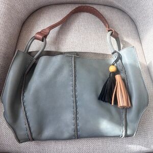 The Sak Los Feliz Leather Tote Bag Meadow Tassel Charm Women's